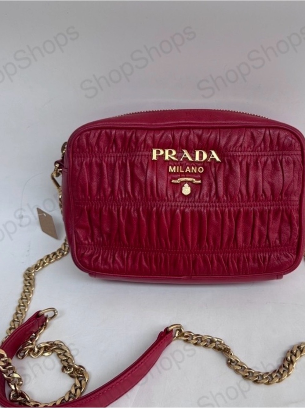 Prada Red Nappa Gaufre Mini Camera Bag
